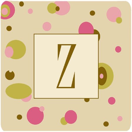CAROLINES TREASURES Monogram - Tan Dots Foam Coasters Initial Letter Z- Set of 4 CJ1004-ZFC